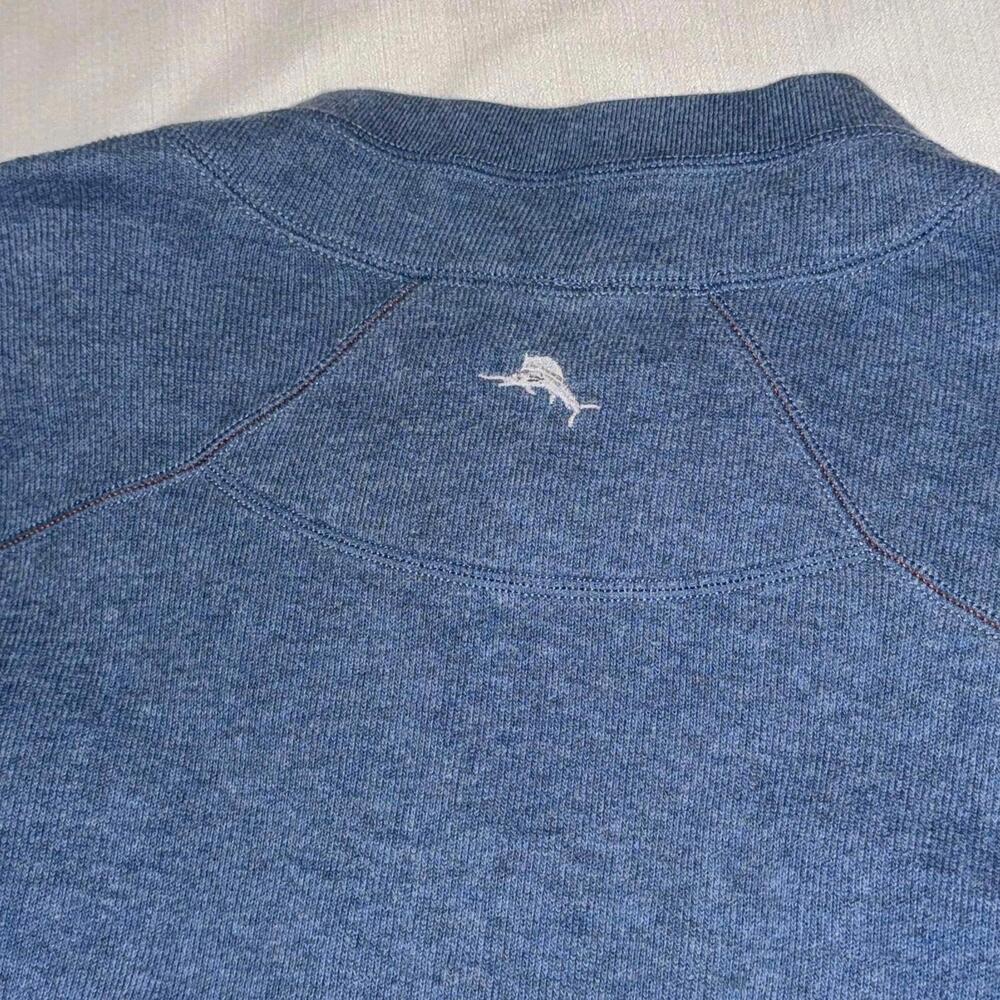 Tommy Bahama Reversible 1/4 Zip 100% Cotton Sweater Mens Blue Coastal Resort - Picture 4 of 9